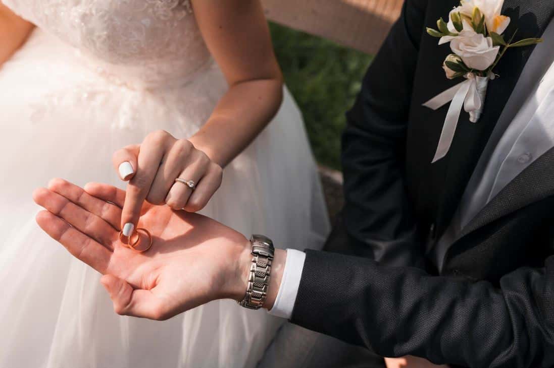 Couple with wedding rings