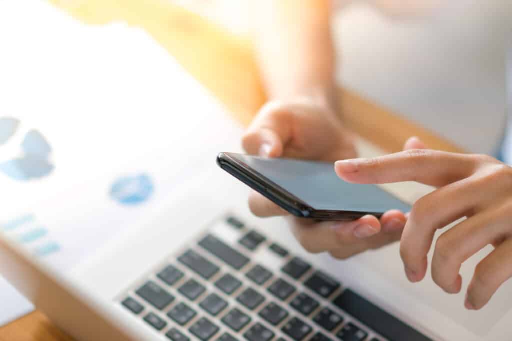 woman hands using phone