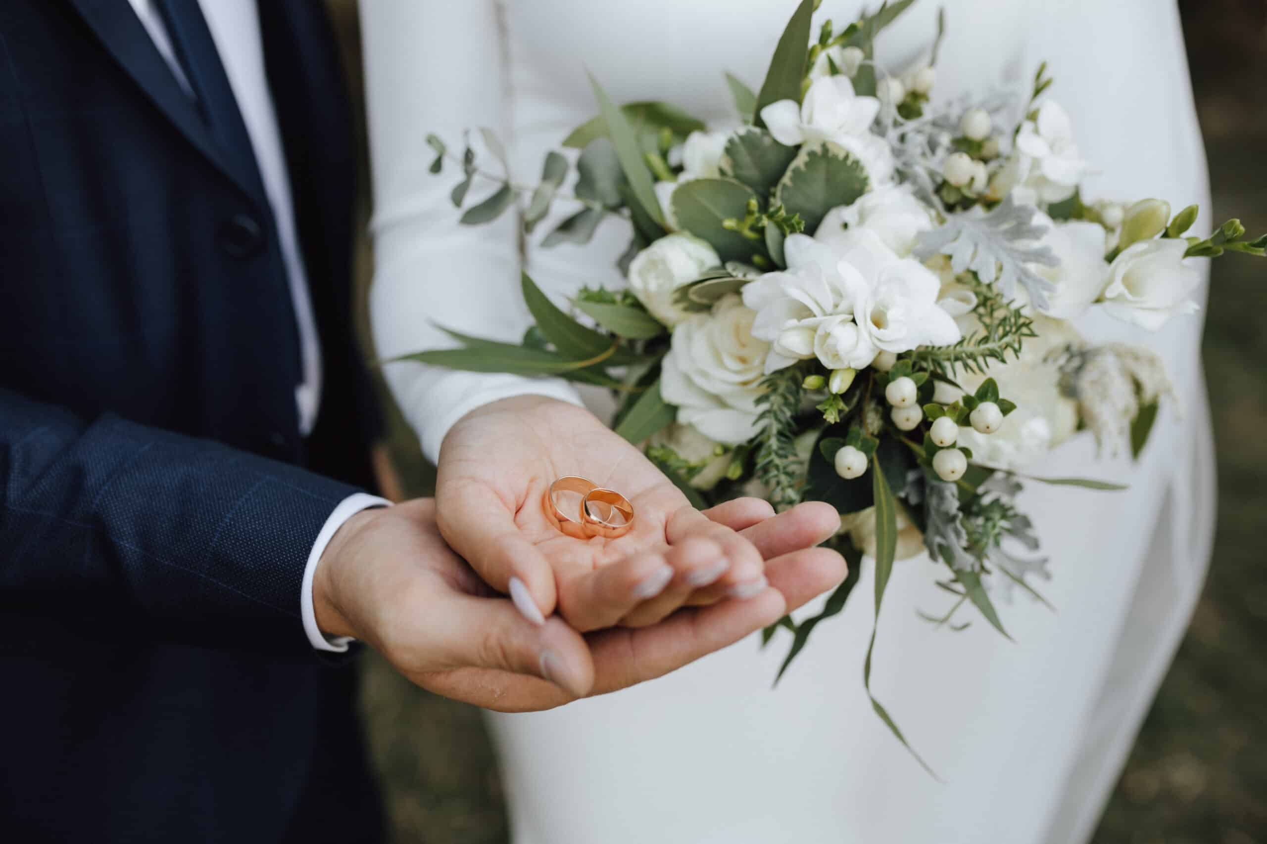 hands of bride and groom