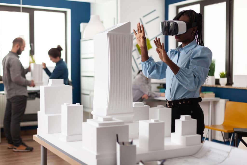 woman using vr for work