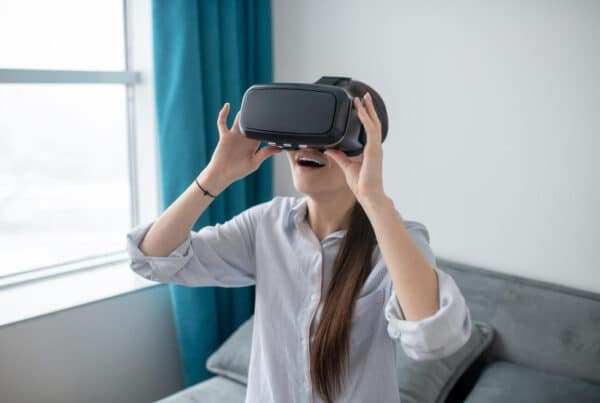 female using vr glass