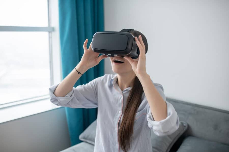 female using vr glass