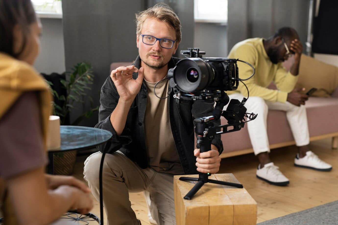 man holding high class camera