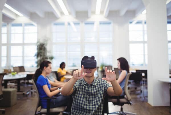 Man using virtual reality headset