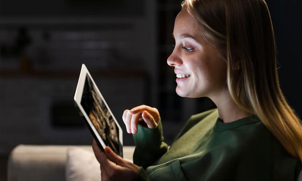 woman with tablet