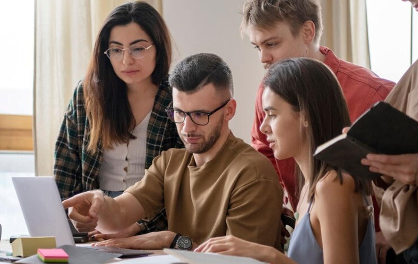 students talking