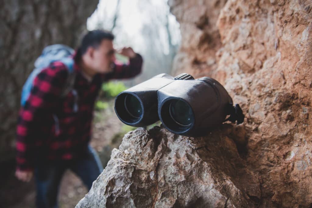 close up binoculars rock