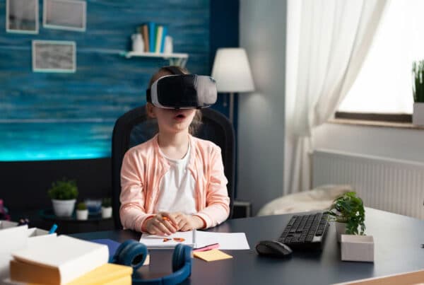 student studying using vr