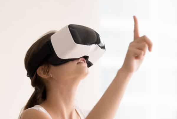woman using vr glasses interactive