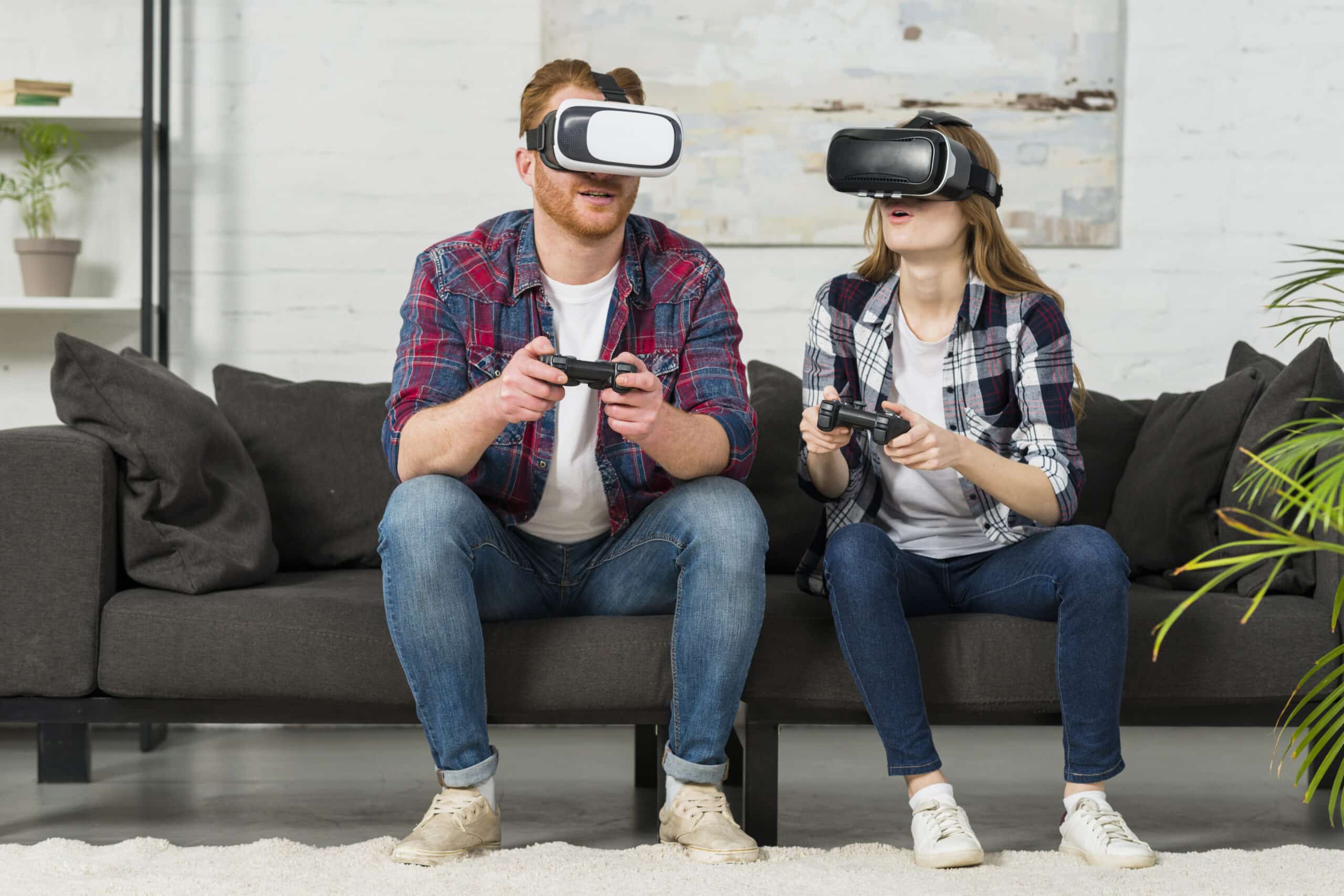 couple wearing virtual reality